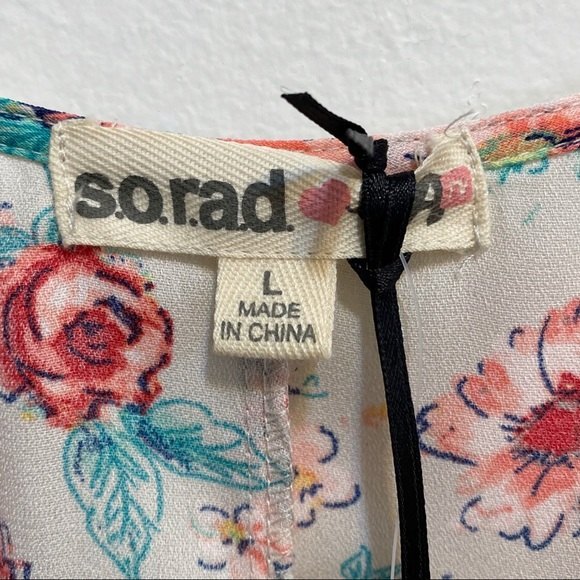 S.o.r.a.d. NWT Women's Floral Tie Back Button Front Short Sleeve Dress L - Picture 2 of 7